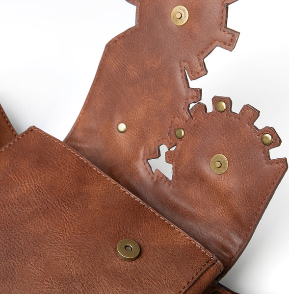 DEEPKEE original nubuck handmade full-grain genuine leather cowhide bag Steampunk PU Leathers Gothic Fanny Waist Leg Bag Women Girl #G039B