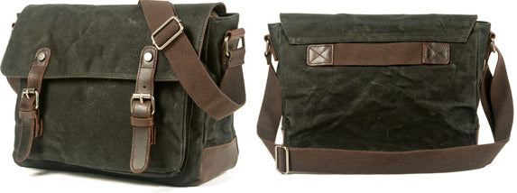 DEEPKEE original nubuck handmade full-grain genuine leather cowhide bag Handmade Leather Canvas Courier Bag# 6027