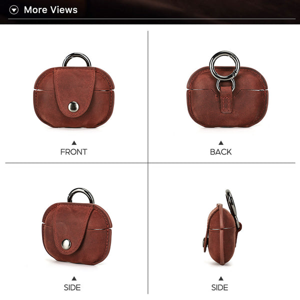 DEEPKEE original nubuck handmade full-grain genuine leather cowhide bag Personalized Leather AirPods Pro Case Custom Leather 1/2 AirPods Case Airpod Case Cover