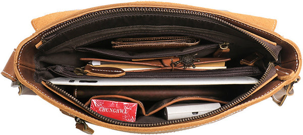 DEEPKEE original nubuck handmade full-grain genuine leather cowhide bag BASIS COWHIDE LEATHER MESSENGER BAG #30166