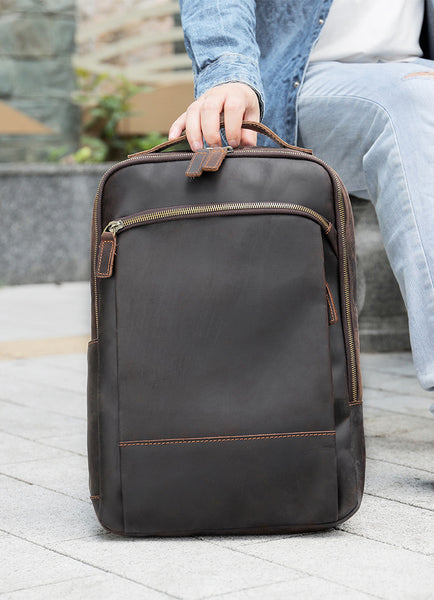 DEEPKEE original nubuck handmade full-grain genuine leather cowhide bag Bartholomew Cowhide Backpack No5009