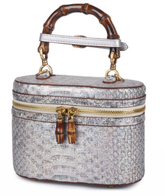 DEEPKEE original nubuck handmade full-grain genuine leather cowhide bag Snake Skin Python Skin High Luxury Temperament Tote Cosmetic Handbag for Women #3469S