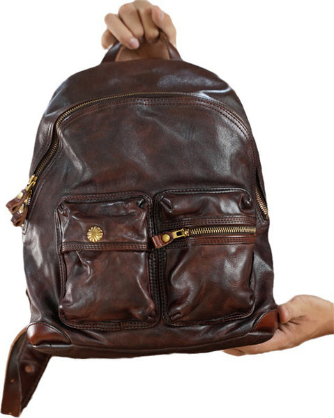 DEEPKEE original nubuck handmade full-grain genuine leather cowhide bag Deepkee Leather Horsehide or Sheephide Backpack #31005_1