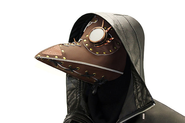 DEEPKEE original nubuck handmade full-grain genuine leather cowhide bag Steampunk Plague Beak Mask #HG073