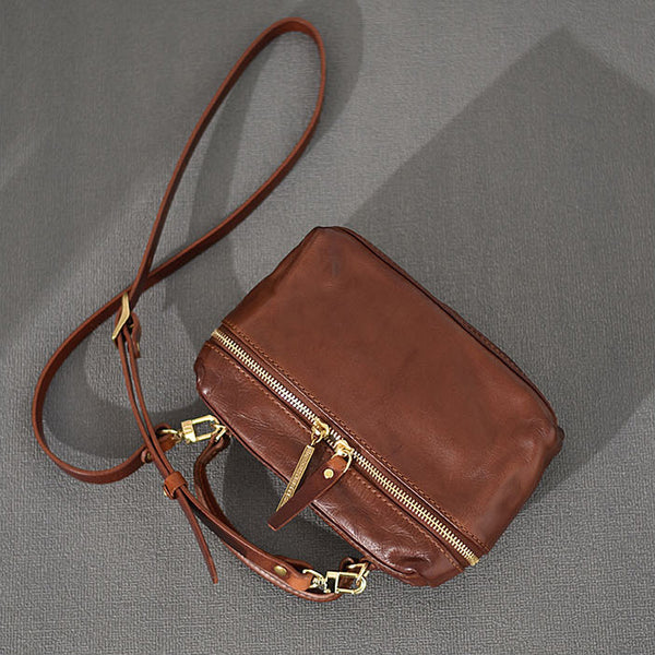 DEEPKEE original nubuck handmade full-grain genuine leather cowhide bag DEEPKEE Vegetable Tanned Cowhide Niche Premium Hand Small Square Bag #231006