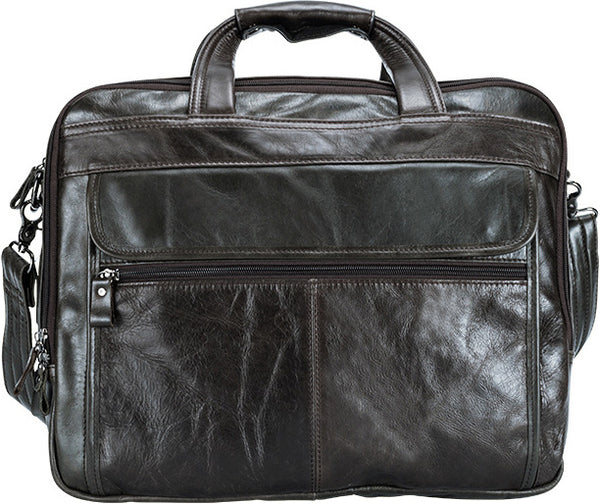 DEEPKEE original nubuck handmade full-grain genuine leather cowhide bag Deepkee Handicraft Leather Cowhide 15.6'' Briefcase Handbag #9912