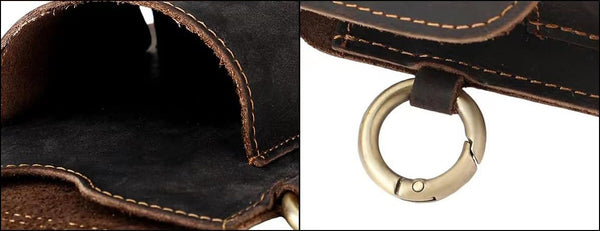 DEEPKEE original nubuck handmade full-grain genuine leather cowhide bag Waist Pack Outdoor Sports Tactical Leather Waist Pack side Cigarette Bag #6107