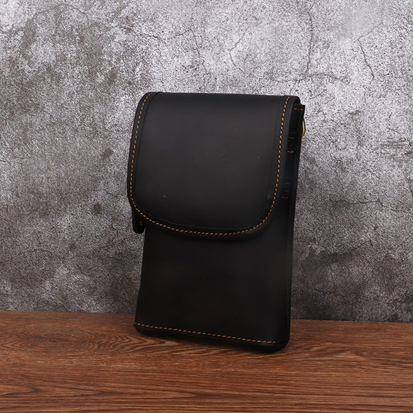 DEEPKEE original nubuck handmade full-grain genuine leather cowhide bag Leather Belt Pouch Cool Mini Shoulder Belt Bags No.3133