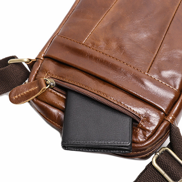 DEEPKEE original nubuck handmade full-grain genuine leather cowhide bag The Coarse Compact Vintage Leather Crossbody Bag #632-1