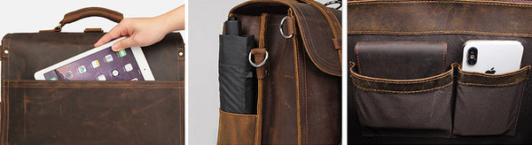 DEEPKEE original nubuck handmade full-grain genuine leather cowhide bag WILD CRAZY HORSE COWHIDE LEATHER BRIEFCASE #7370R