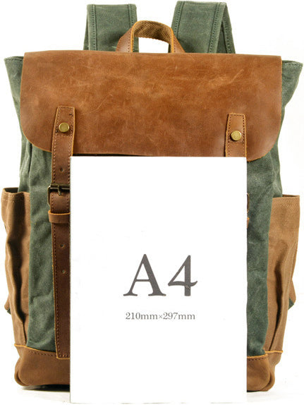 DEEPKEE original nubuck handmade full-grain genuine leather cowhide bag Deepkee Waxed Canvas Oiled Leather Backpack #5016