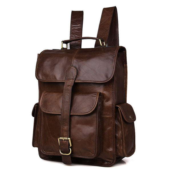 DEEPKEE original nubuck handmade full-grain genuine leather cowhide bag The Mahi Leather Backpack #7283