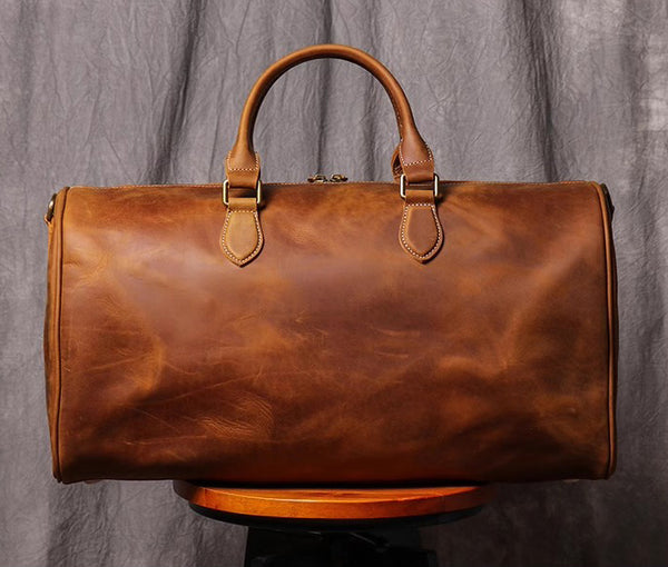 DEEPKEE original nubuck handmade full-grain genuine leather cowhide bag DEEPKEE LEATHER | Kenneth Genuine Leather Cross Duffel Bag No.30020