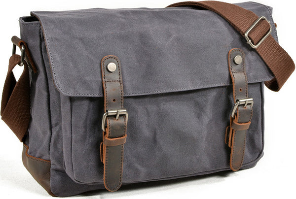 DEEPKEE original nubuck handmade full-grain genuine leather cowhide bag Handmade Leather Canvas Courier Bag# 6027