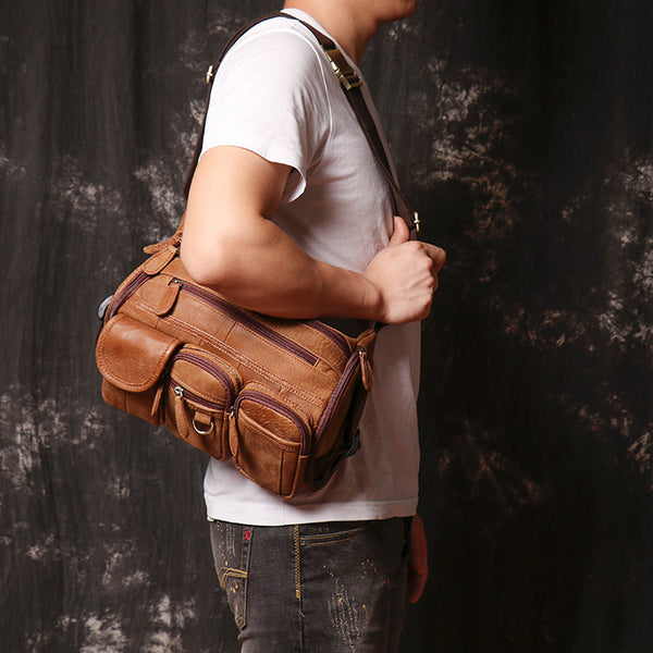 DEEPKEE original nubuck handmade full-grain genuine leather cowhide bag Fanny Packs Chest Bag No.201