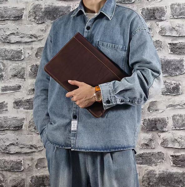 DEEPKEE original nubuck handmade full-grain genuine leather cowhide bag Suitable for 13.3-inch MacBookPro/Air Leather Vintage Laptop Protective Case #2117