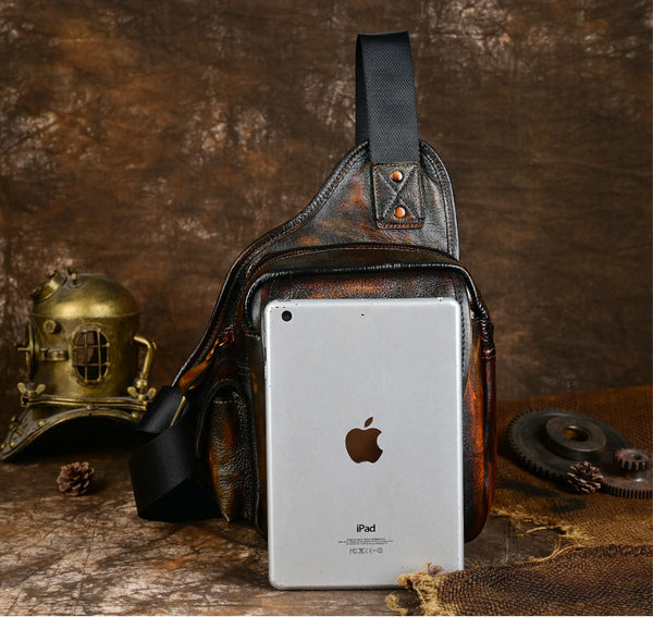 DEEPKEE original nubuck handmade full-grain genuine leather cowhide bag Handiwork Side Belt Bag No.SF903