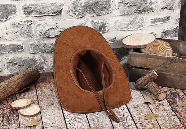 DEEPKEE original nubuck handmade full-grain genuine leather cowhide bag DEEPKEE shop brown leather hat 3040