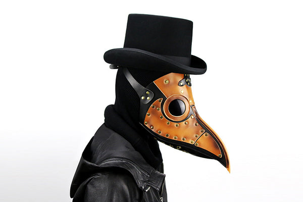 DEEPKEE original nubuck handmade full-grain genuine leather cowhide bag Steampunk Plague Doctor Bird Beak, Medieval Bubonic DR Costume Masquerade Masks # FHG090