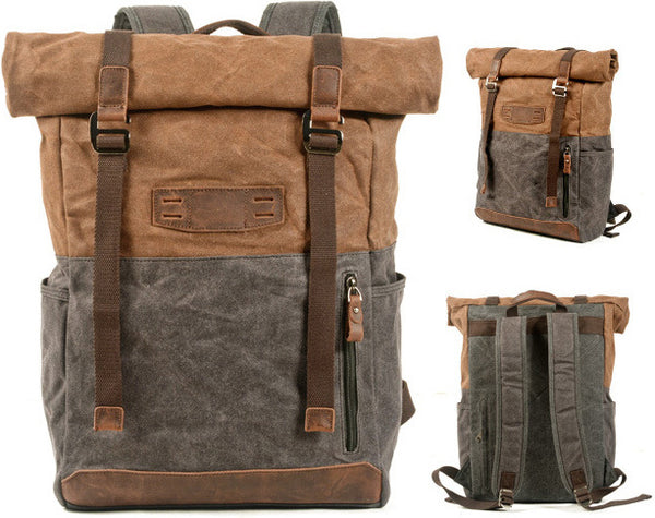 DEEPKEE original nubuck handmade full-grain genuine leather cowhide bag Hiking Mountaineering Backpack #5002LA