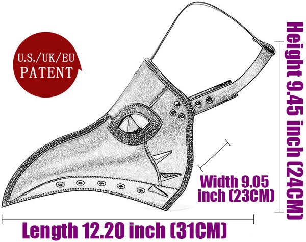 DEEPKEE original nubuck handmade full-grain genuine leather cowhide bag Plague Doctor Bird Leather Mask, Steampunk Long Nose Bird Beak Gothic Masks #FPBM054