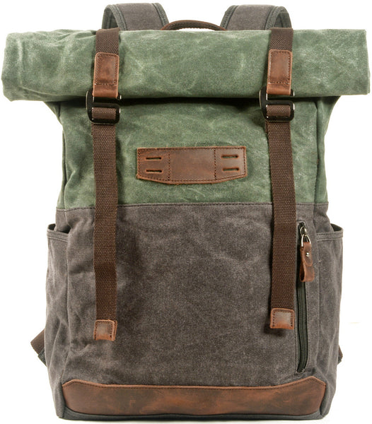 DEEPKEE original nubuck handmade full-grain genuine leather cowhide bag Hiking Mountaineering Backpack #5002LA