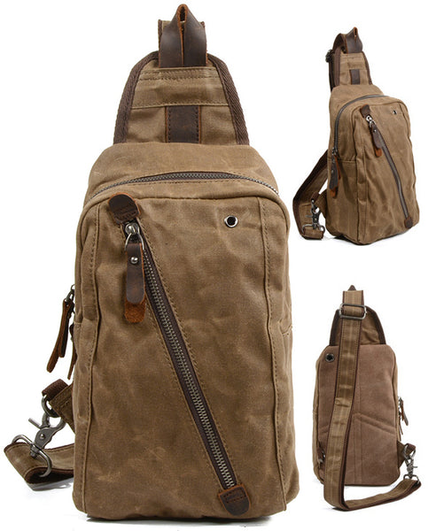 DEEPKEE original nubuck handmade full-grain genuine leather cowhide bag Deepkee Canvas Diagonal Bag #6018