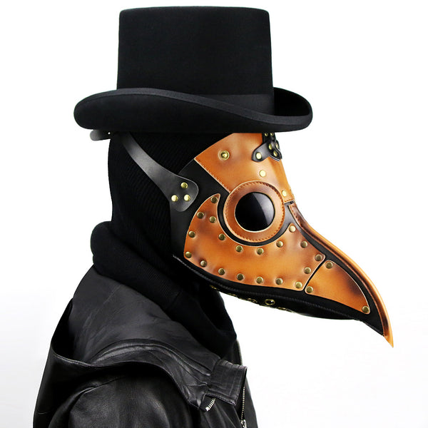 DEEPKEE original nubuck handmade full-grain genuine leather cowhide bag Steampunk Plague Doctor Bird Beak, Medieval Bubonic DR Costume Masquerade Masks # FHG090
