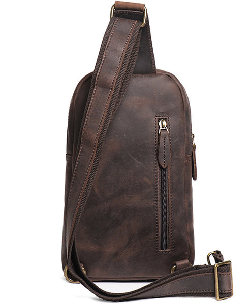 DEEPKEE original nubuck handmade full-grain genuine leather cowhide bag Buddy Sling Crossbody Bag No.30012