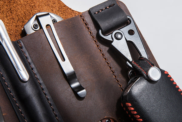 DEEPKEE original nubuck handmade full-grain genuine leather cowhide bag Outdoor Equipment EDC Tactical Tool Holster #C71