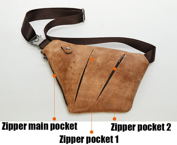 DEEPKEE original nubuck handmade full-grain genuine leather cowhide bag Deepkee Deepkee SportingStyle Leather Sling Bundy Bag #6353