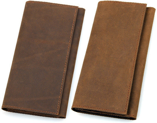 DEEPKEE original nubuck handmade full-grain genuine leather cowhide bag Deepkee Handmade Leather Bifold Long Wallet Checkbook Wallet #W8110