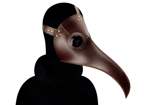 DEEPKEE original nubuck handmade full-grain genuine leather cowhide bag Plague Doctor Bird Mask Long Nose Beak Cosplay Steampunk Costume #FHG107