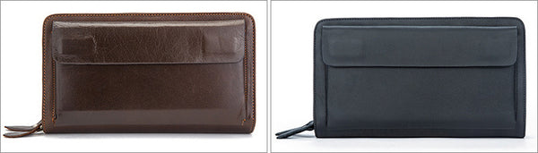 DEEPKEE original nubuck handmade full-grain genuine leather cowhide bag Deepkee Cowhide Single/Double-Layered Zip Wallet #9069