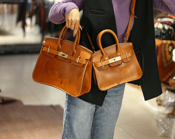 DEEPKEE original nubuck handmade full-grain genuine leather cowhide bag DEEPKEE LEATHER Replica Birkin Inspired Bags Shoulder Bags M220411