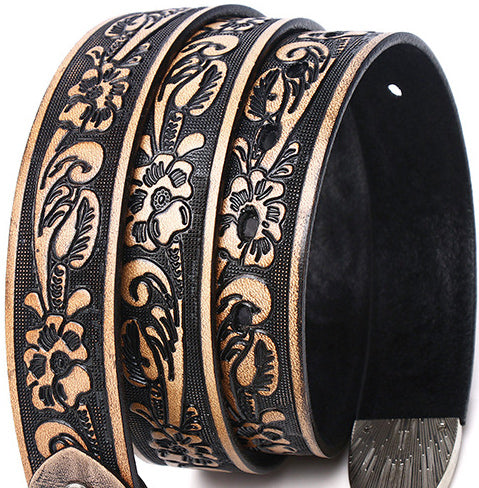 DEEPKEE original nubuck handmade full-grain genuine leather cowhide bag Amazing Genuine Leather / Vintage Gothic Design Belt #99744