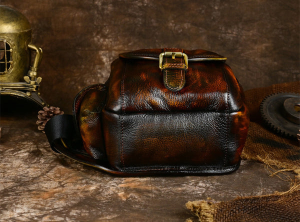 DEEPKEE original nubuck handmade full-grain genuine leather cowhide bag Handiwork Side Belt Bag No.SF903