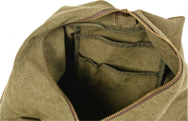 DEEPKEE original nubuck handmade full-grain genuine leather cowhide bag Simple casual literary canvas satchel #9305