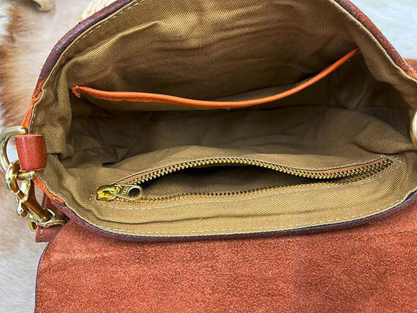 DEEPKEE original nubuck handmade full-grain genuine leather cowhide bag Handicraft Pure Leather Saddle Bag #43022