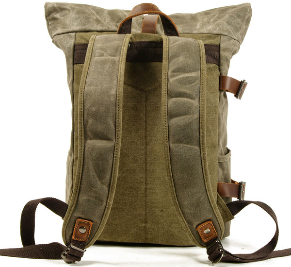 DEEPKEE original nubuck handmade full-grain genuine leather cowhide bag Doug Mountaineering Backpack #9721