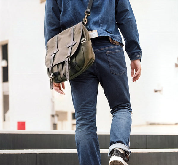 DEEPKEE original nubuck handmade full-grain genuine leather cowhide bag Portable Cycling Messenger Bags #70232