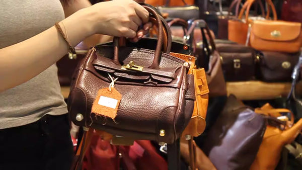 DEEPKEE original nubuck handmade full-grain genuine leather cowhide bag Handmade Faux Birkin 20 Black Leather Gold Hardware #KM-61117