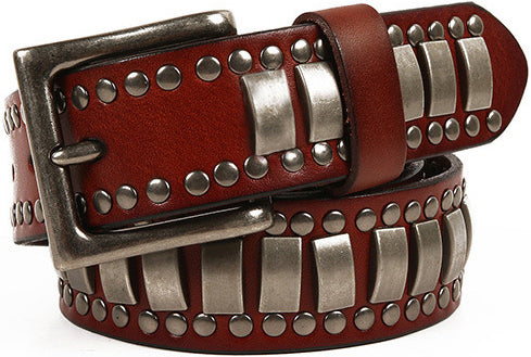 DEEPKEE original nubuck handmade full-grain genuine leather cowhide bag Deepkee Handcrafted Cowhide Studded Belt #655759