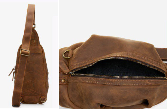 DEEPKEE original nubuck handmade full-grain genuine leather cowhide bag DEEPKEE Original 12’ Leather Chest Bag #A1026