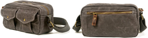 DEEPKEE original nubuck handmade full-grain genuine leather cowhide bag Leather&Canvas Fanny Pack Bag #5032