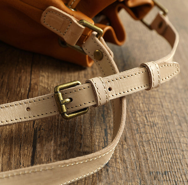 DEEPKEE original nubuck handmade full-grain genuine leather cowhide bag Deepkee leather bucket tassel bag 21030