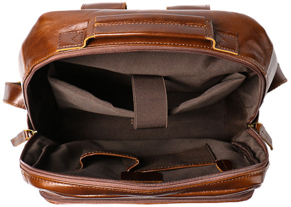 DEEPKEE original nubuck handmade full-grain genuine leather cowhide bag The Executive Duffel Backpack #0825-2