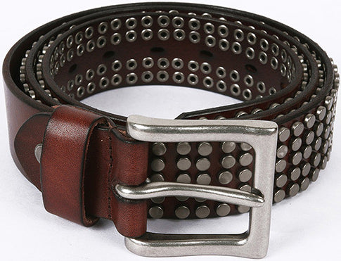 DEEPKEE original nubuck handmade full-grain genuine leather cowhide bag Deepkee Handcrafted Cowhide Circle Rivet Belt #687856