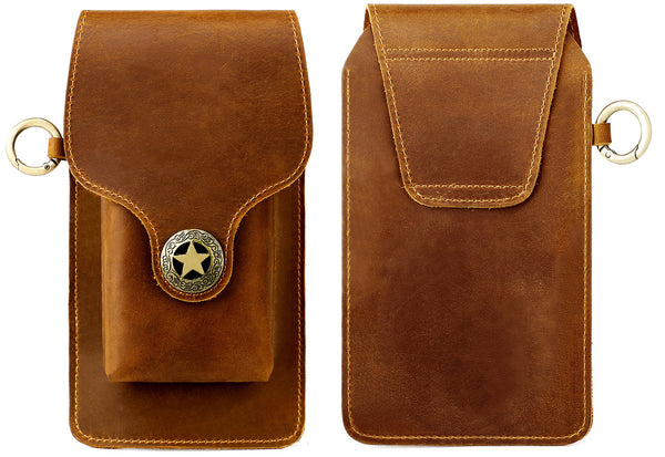 DEEPKEE original nubuck handmade full-grain genuine leather cowhide bag Waist Pack Outdoor Sports Tactical Leather Waist Pack side Cigarette Bag #6107