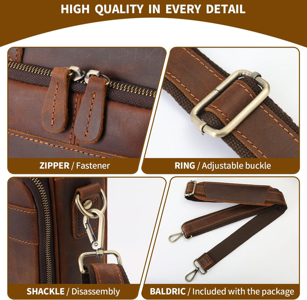 DEEPKEE original nubuck handmade full-grain genuine leather cowhide bag The Reagan Cowhide Briefcase #3359